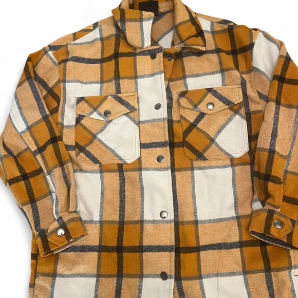 Tops - HFX orange plaid flannel shirt Size S